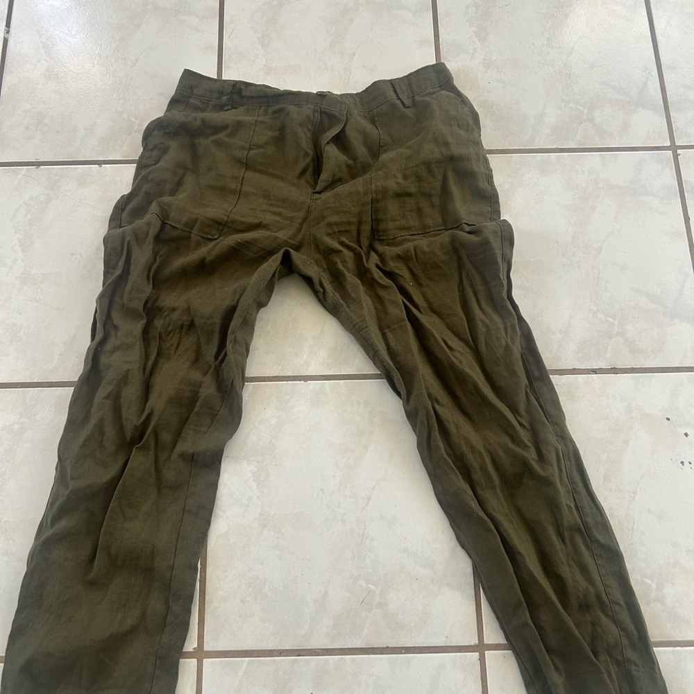 Nicole Miller Olive Green Straight-Leg Pants